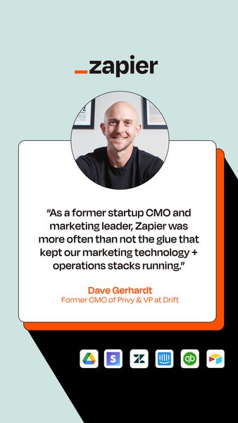 Zapier branded testimonial from Dave Gerhardt